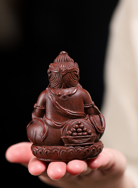 现货批发宜兴原矿紫砂雕塑 黄财神家居摆件茶宠