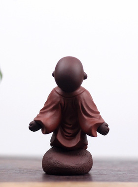 宜兴厂家紫砂茶宠批发 逸尘系列4沙弥小和尚雕塑摆件 家居工艺品