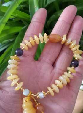 鸡油黄琥珀蜜蜡色手链