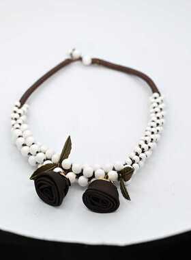 时尚小众串珠古风短款夸张毛衣链