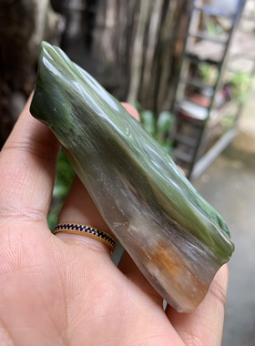 缅甸树化玉手把件