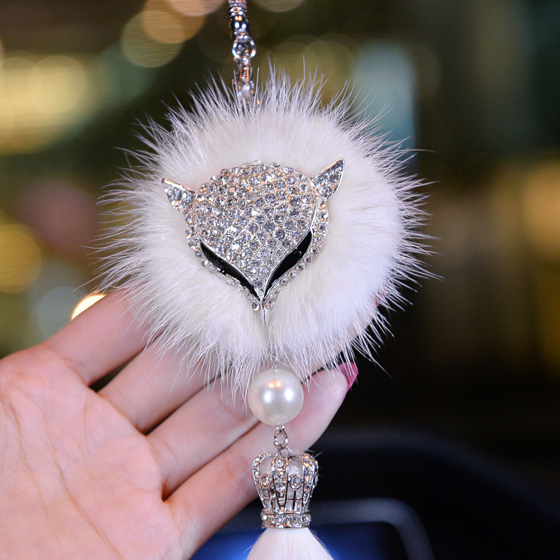 汽车高档挂件2025新款狐狸毛车内吊饰平安精致饰品车载后视镜挂饰 - 图2