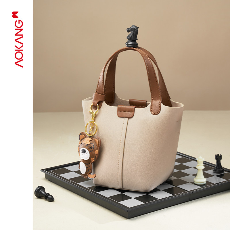 奥康菜篮子2022新款水桶包包小包包 奥康皮具箱包水桶包