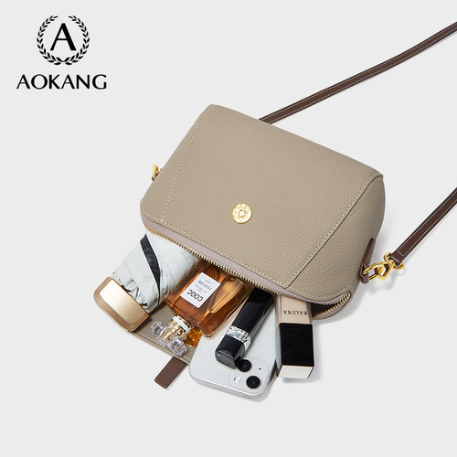 奥康小方包女士2026新款小挎包真皮单肩包大容量斜挎包女款妈妈包 - 图2