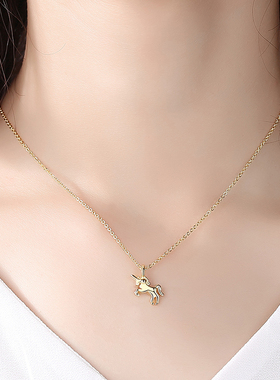 小众设计s925银独角兽元素项链