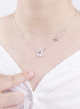 s925银炫彩独角兽元素女ins项链