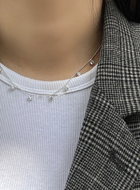 s925银满天星锆石项链女轻奢冷淡风高级感波光粼粼锁骨链颈链配饰