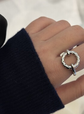 韩国高级感金属花朵爱心开口食指戒指时尚个性ins冷淡风小众设计