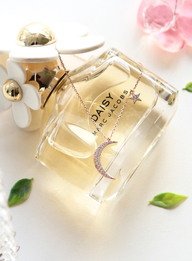 S925银星星月亮项链女锆石冷淡风