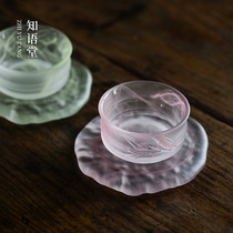 Crystal glass cups padded tea util tea totea set with frosted glazed anti-scalding small pot bearing insulated tea dish