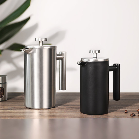 French Press Kaffeekanne aus Edelstahl, französische Doppelwandisolierung