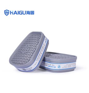 海固P-CO-1型滤毒盒搭配半面罩使用，自吸过滤式防毒面具，半面罩