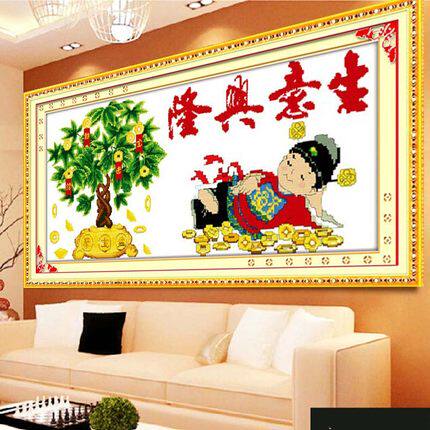 财源滚滚十字绣聚宝盆八方聚财适合做生意的办公室书房挂画发财树 - 图0