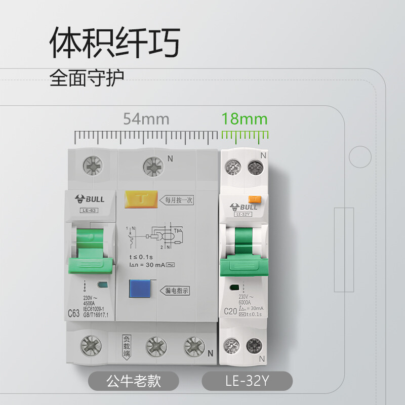 公牛空气开关LE-32Y系列 漏电保护断路器1P+N 带漏保家用电源空开 - 图1