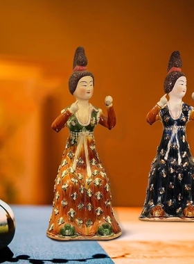 中式唐宫美人胖妞仕女陶瓷摆件