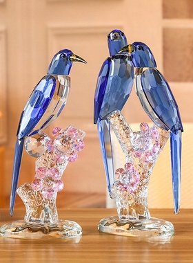 新中式客厅装饰摆件高级感水晶鸟