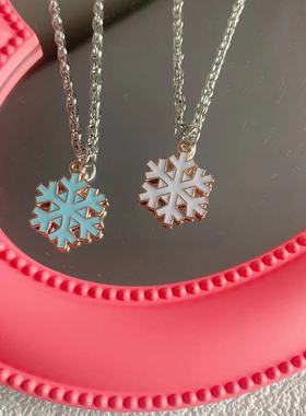 宇宙射线  蓝色雪花项链甜美nv2022年新款高级感网红夏季爆款配饰