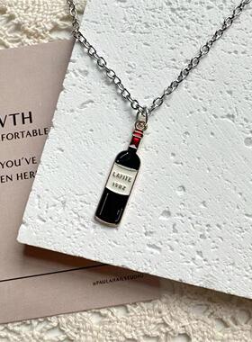 食玩LAFITE1982拉菲红酒吊坠项链嘻哈甜酷女孩卫衣链小众轻奢高级