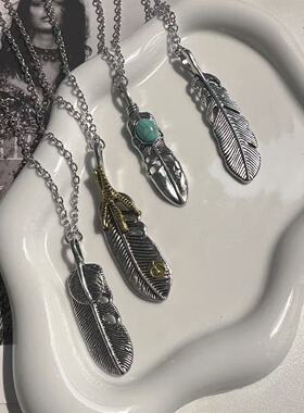 宇宙射线-羽毛项链长款个性简约ins复古时尚女百搭吊欧美情侣辣妹
