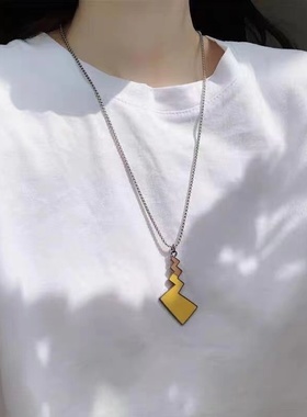 宇宙射线皮卡丘黄色尾巴项链ins