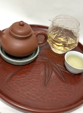 日本原产 大漆 实木 镰仓雕 竹节 节节高升 茶托盘 茶具 干泡台