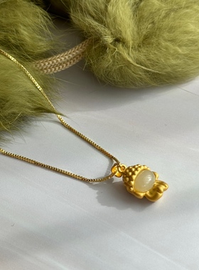 纯天然和田玉白玉晴水 绿度母 小挂件 吊坠 送项链