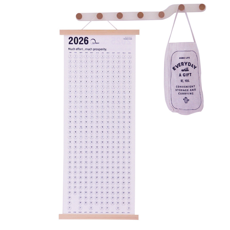木质创意记事打卡日历计划表2025年新款卷轴挂历蛇年年历单张挂墙