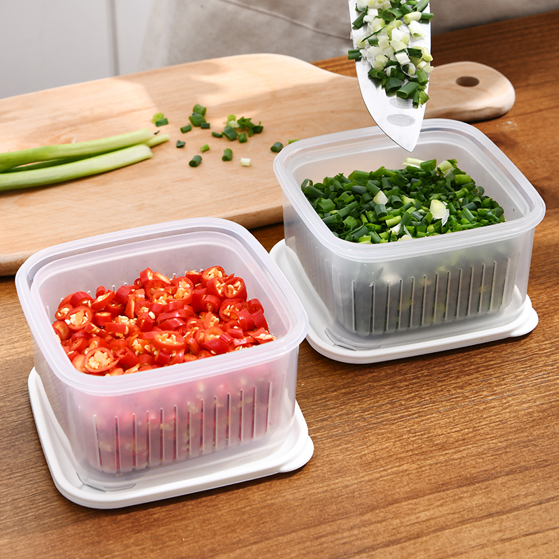 Japanese chopped green onion box sealed refrigerator onion ginger garlic pepper storage fruit crisper food grade draining preparation vegetable soaking