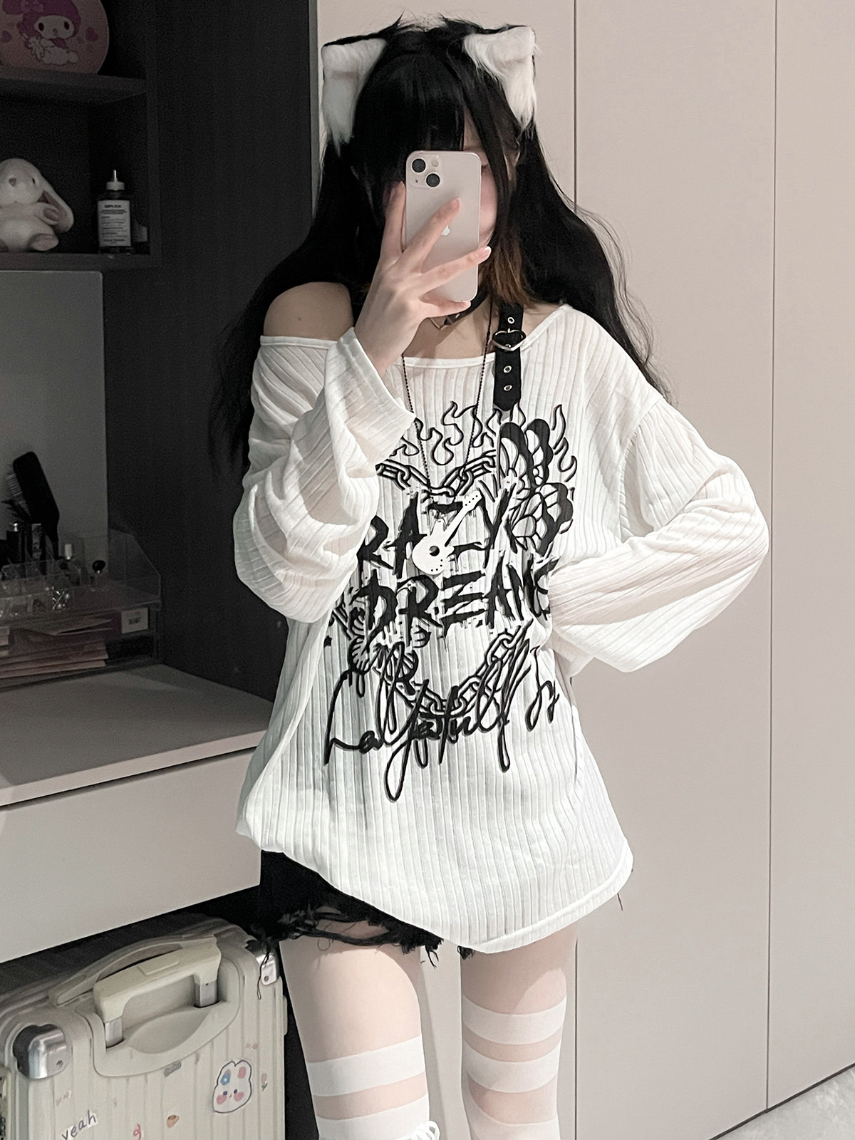 西洋果子原创狂热之梦夏季白色圆领宽松涂鸦长袖圆领女防晒衫显瘦,淘宝优惠券,粉丝福利购,淘宝优惠卷