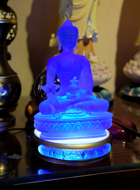 琉璃佛像插电供奉神像发光底座