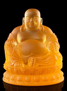 古法琉璃大肚弥勒佛招财摆件