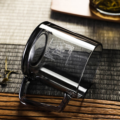 烟灰色玻璃茶杯定制刻字茶楼棋牌室专用泡茶百家姓带名字的水杯 - 图3