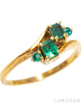 欧洲复古VTG珠宝戒指祖母绿孤品