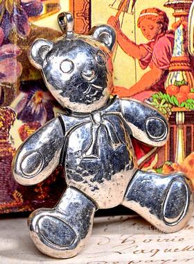 西洋Vintage首饰925银泰迪熊吊坠