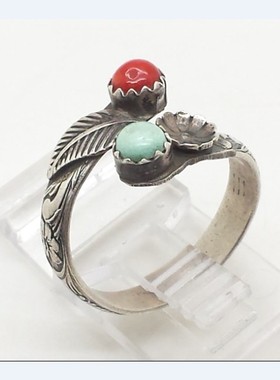 coral庭院古董孤品戒指