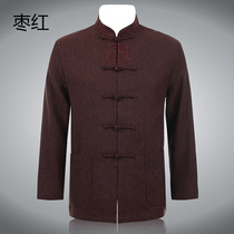 Donuts Long sleeves Chinese style jacket in old age mens autumn and winter style loose casual plus hypertrophy yard embroidered cotton clothes