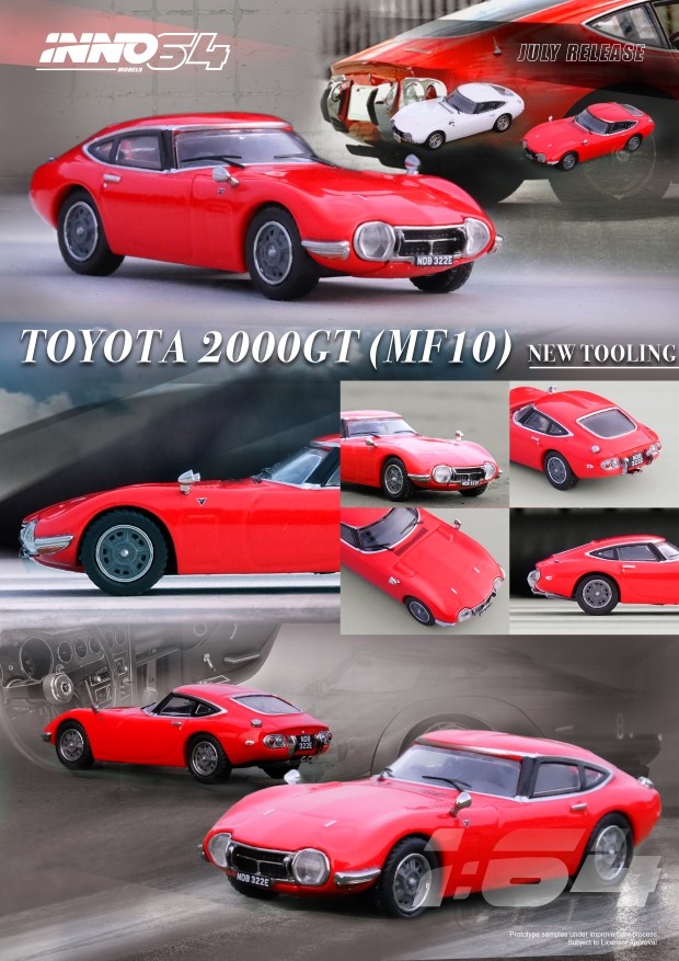 INNO 1:64 丰田 TOYOTA 2000GT 红色 白色 合金汽车模型 - 图1