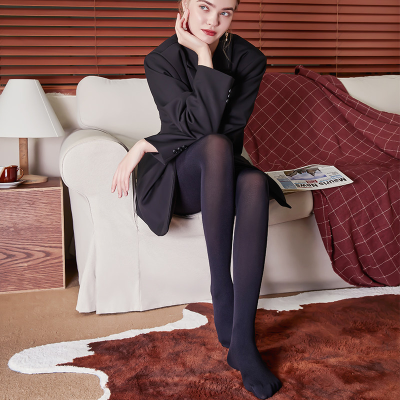 80d黑秋冬天鹅绒棕色连体打底袜 芬那丝连裤袜/打底袜