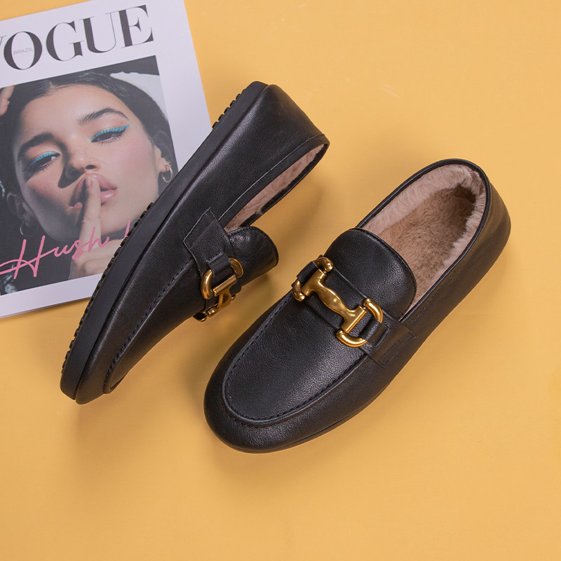 真皮套脚豆豆鞋软面软底加绒保暖开车鞋透气懒人一脚蹬真皮棉鞋男,淘宝优惠券,粉丝福利购,淘宝优惠卷