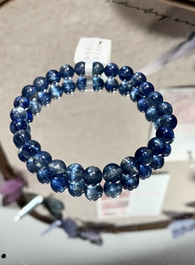 皮皮pipi｜天然高品质蓝晶石手链拉丝双色猫眼蓝绿晶手串一物一图