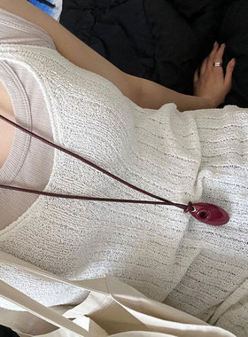 韩国ins博主同款安可拉红色吊坠