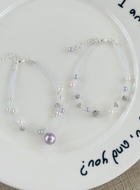 小清新满天星满钻球球珍珠多层手链女小众精致温柔气质高级感手饰