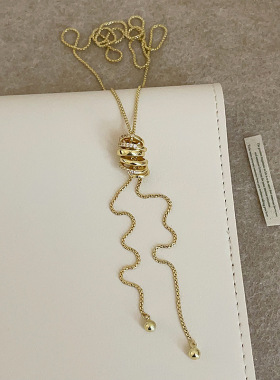 高级感缠绕丝带抽拉项链女轻奢小众个性独特时尚潮流颈链毛衣链