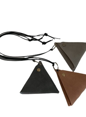 文艺复古双面三角包挂脖项链女韩