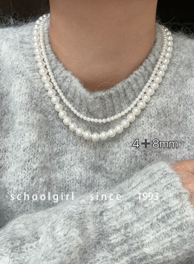 可拆卸双层珍珠项链叠戴单戴锁骨链简约时尚精致通勤高级感毛衣链