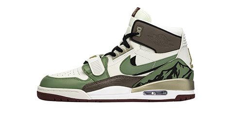 FZBB球鞋定制Jordan Legacy312潮流百搭高帮复古篮球鞋男款棕绿-图0