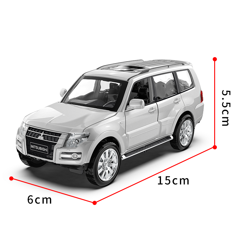 彩珀成真1:32合金三菱帕杰罗吉普越野车模型声光回力开门儿童玩具-图2