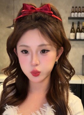 红绒绮梦～新年红色亮面立体公主蝴蝶结发夹甜美可爱节日头饰女