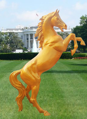 玻璃钢腾飞马雕塑仿真动物大马模型小区公园林售楼部大型招财摆件