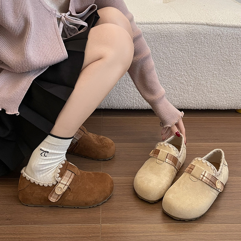 内增高勃肯鞋女2026年春季新款复古全包勃肯单鞋一脚蹬懒人豆豆鞋,淘宝优惠券,粉丝福利购,淘宝优惠卷